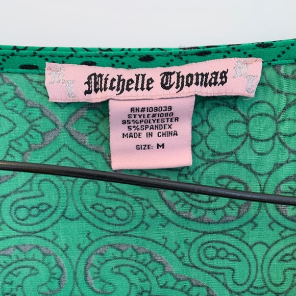 Michelle Thomas Green Flowy Shirt - Picture 4 of 4